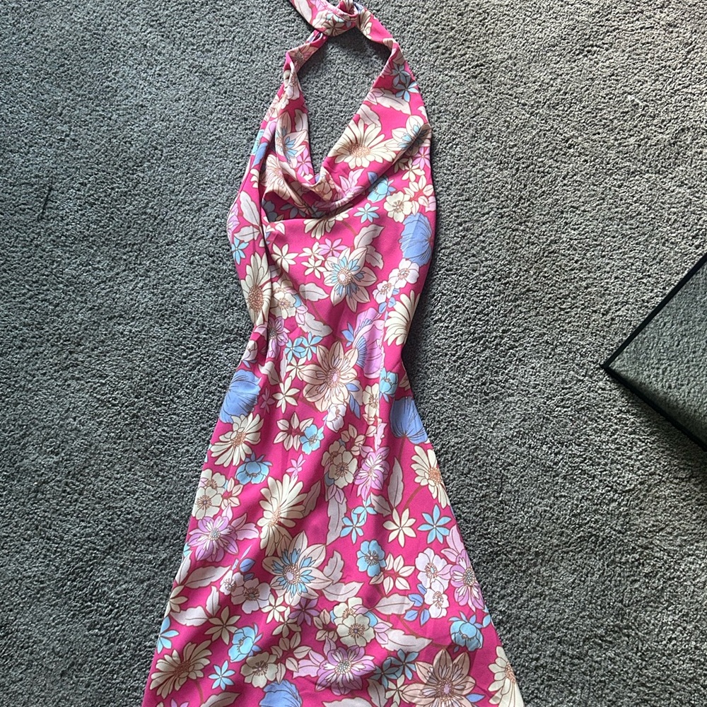 See You Monday Pink Floral Backless Dress